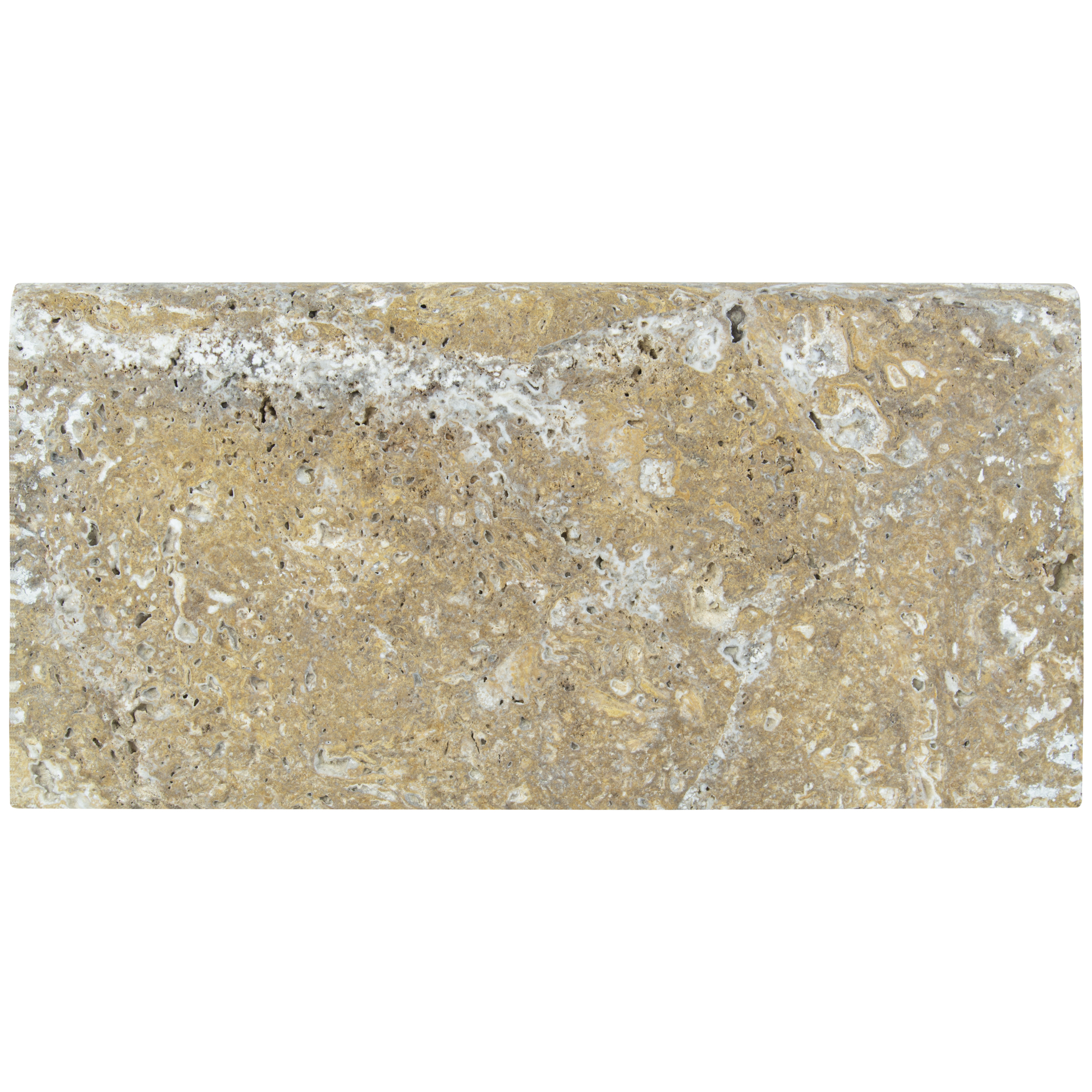Ackland Marzana Aurelia Travertine Pool Coping — 2in. x 12in. x 24in., Brushed Gold, Bullnose Edge, Model# NTE-LSC-124